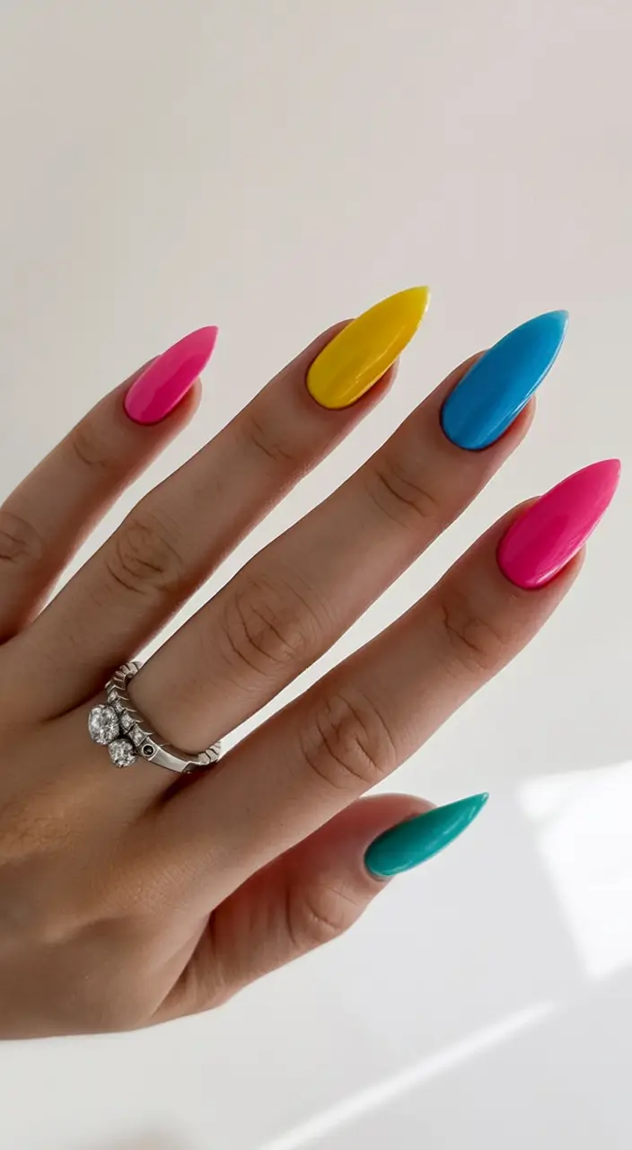 beautiful colorful spring nails 2026 Candy Spike Brights