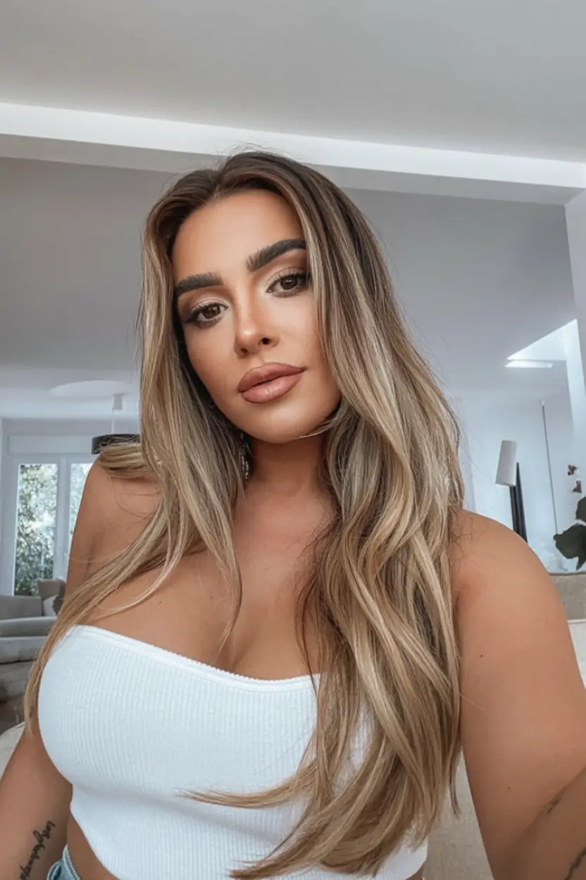 best light skin spring hair color 2026+Brushed Caramel Layers with Espresso Depth