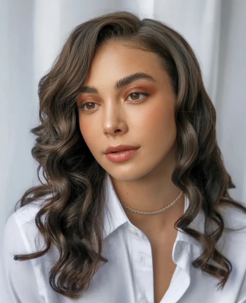 best light skin spring hair color 2026+Dark Mocha Curls with Subtle Light Play