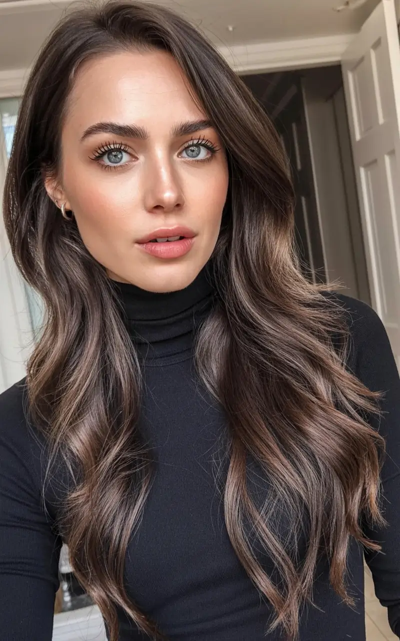 best light skin spring hair color 2026+Espresso Elegance with Barely-There Highlights