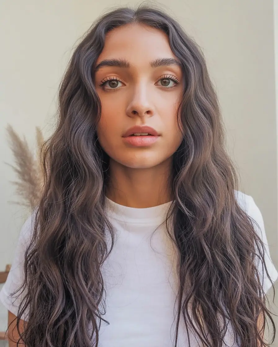 best light skin spring hair color 2026+Soft Ash Brown with Natural Wave