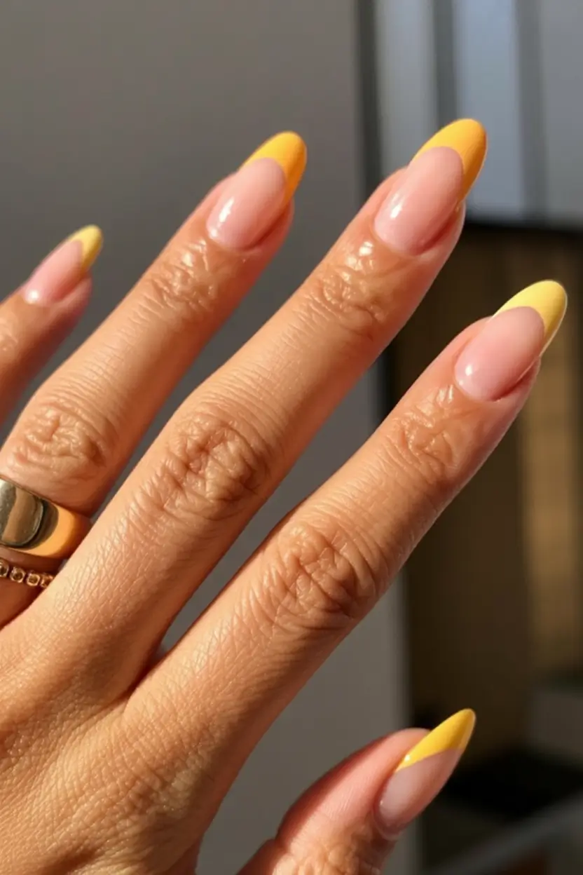 best pretty spring nails style 2026 Sunny French Crescent