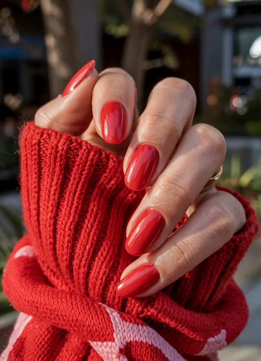best red spring nails inspo 2026 Sunlit Coral-Red with Soft Spring Glow