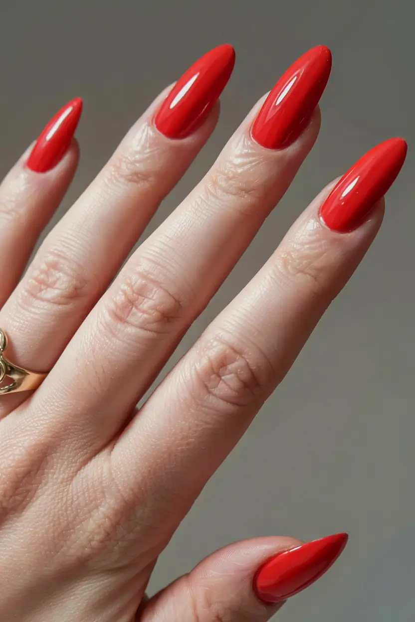 best red spring nails inspo 2026 Fiery Red with Tapered Precision