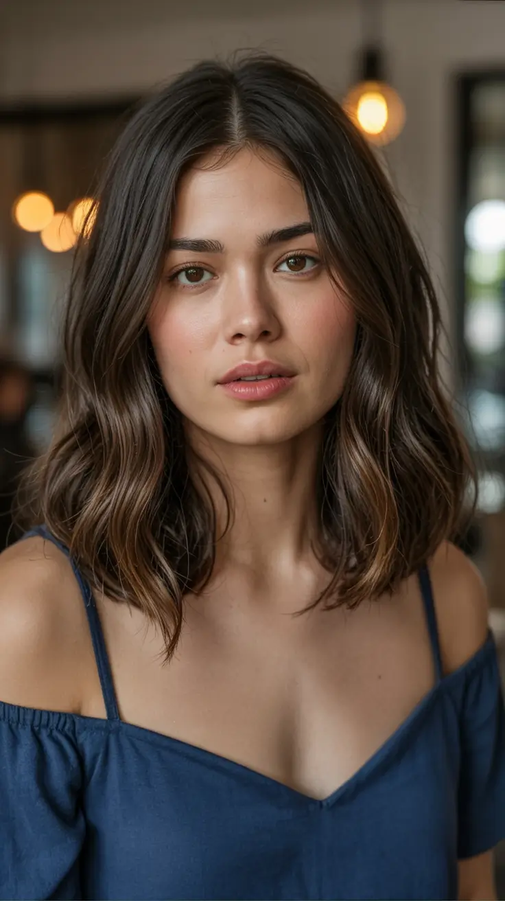 bold spring brown hair color for 2026+Mid-Length Soft Waves with Neutral Brown Base