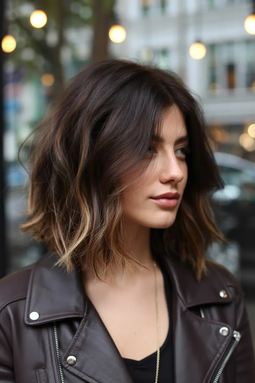 bold spring brown hair color for 2026+Textured Bob with Espresso Depth and Vanilla-Tip Drama