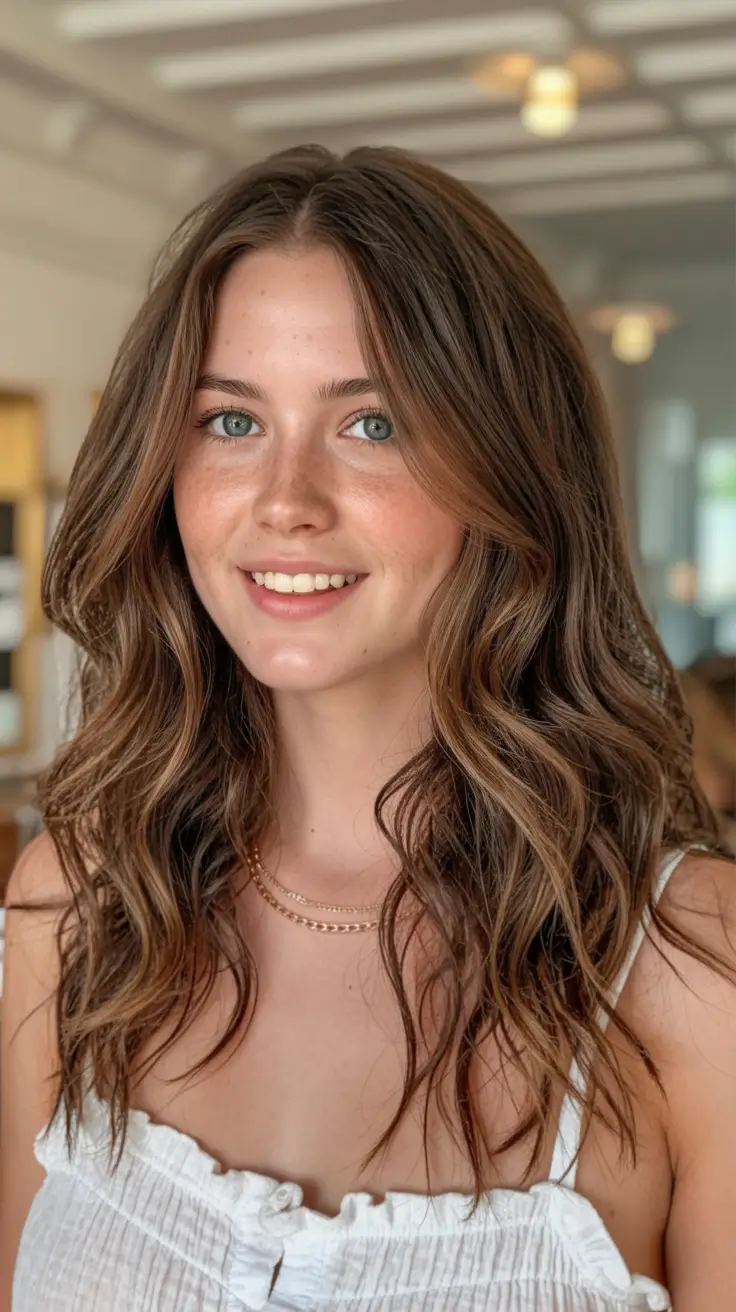 bold spring brown hair color for 2026+Soft Glam with Long Luxe Waves