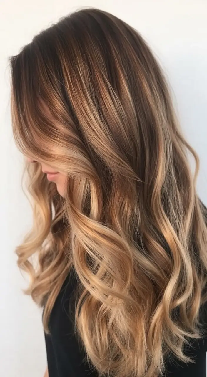 bold spring hair color for brown skin 2026 Buttery Gold Gradient with Breezy Softness