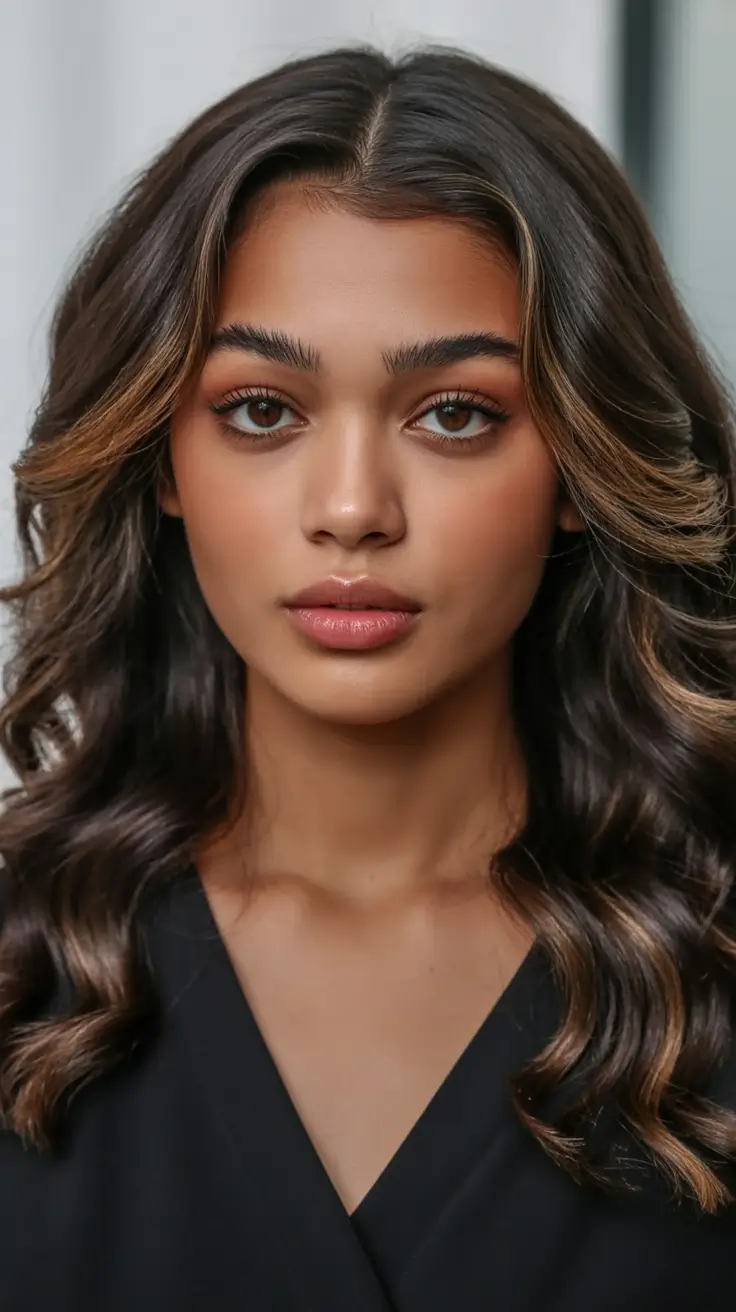 bold spring hair color for brown skin 2026 Buttery Caramel Face-Frame with Soft Curls