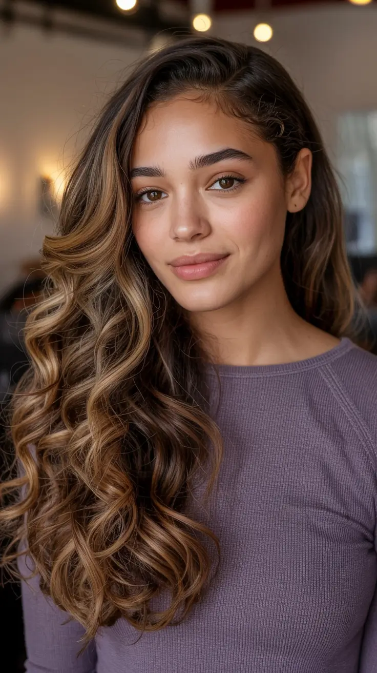 bold spring hair color for brown skin 2026 Springlit Honey Balayage for Cascading Volume