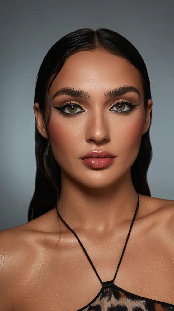 bold spring hair color for brown skin 2026 Sleek Midnight Brown with Burnished Gold Accents