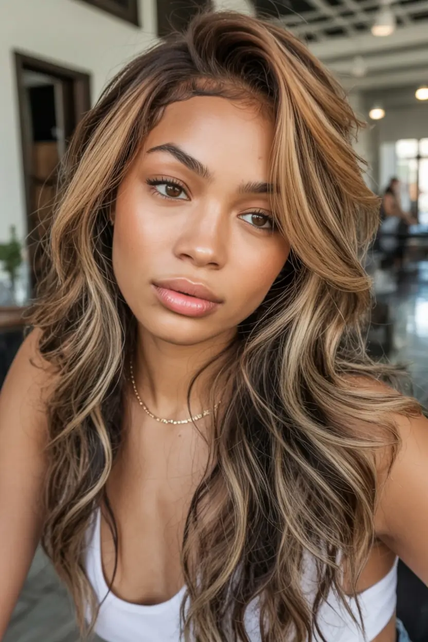 bold spring hair color for warm skin tone 2026 Honey-Rooted Blonde with Sunlit Swirls