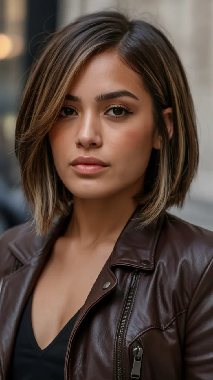 bold spring hair color for warm skin tone 2026 Bronzed Contour Bob with Soft Edge