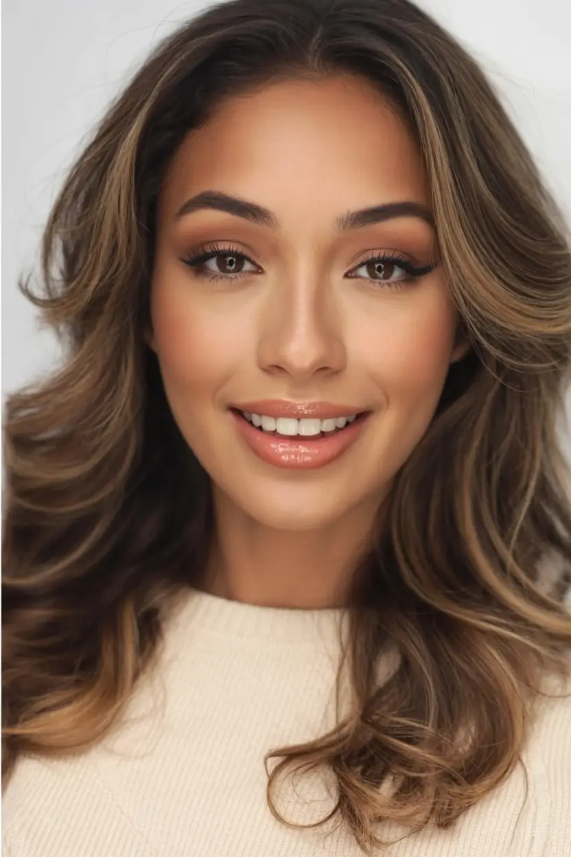 bold spring hair color for warm skin tone 2026 Caramel-Glazed Blowout with Radiant Lift