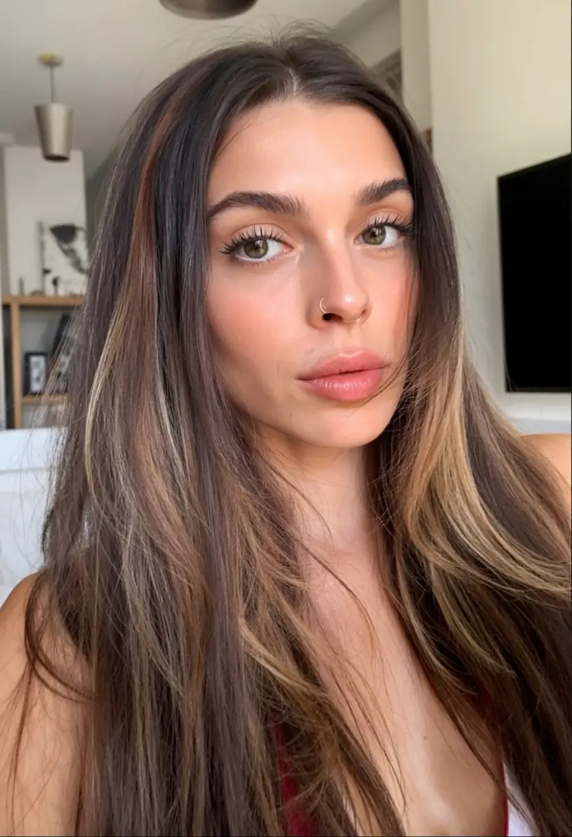 bold spring hair color for warm skin tone 2026 Deep Chocolate Ribbon Lights with Soft Waves