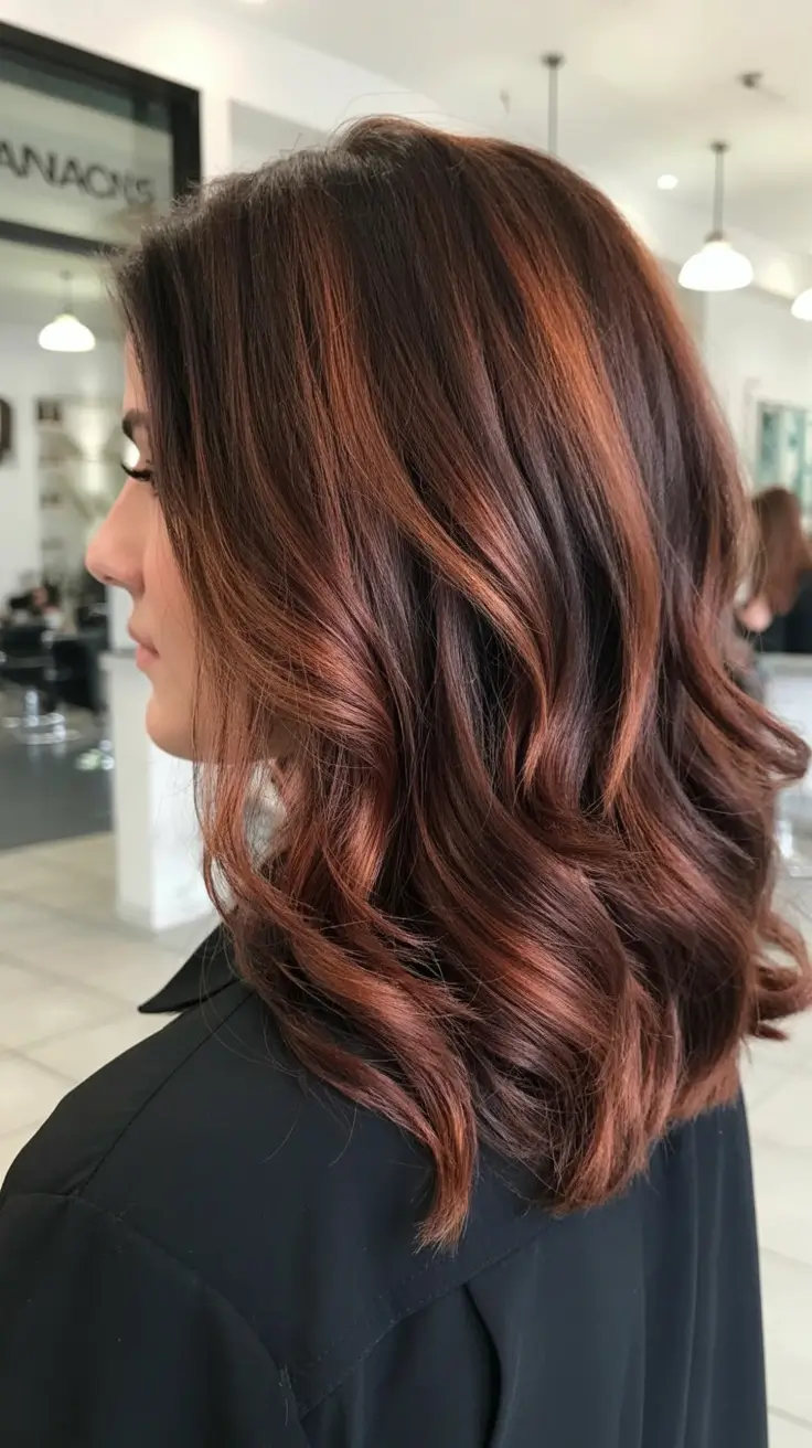 bold spring hair color for warm skin tone 2026 Cinnamon-Hazelnut Gloss with Sculpted Waves
