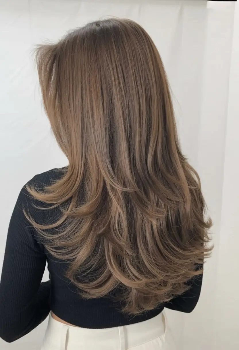 bold spring long haircut for 2026 Soft Beige Mocha Layers With Breezy Back Volume