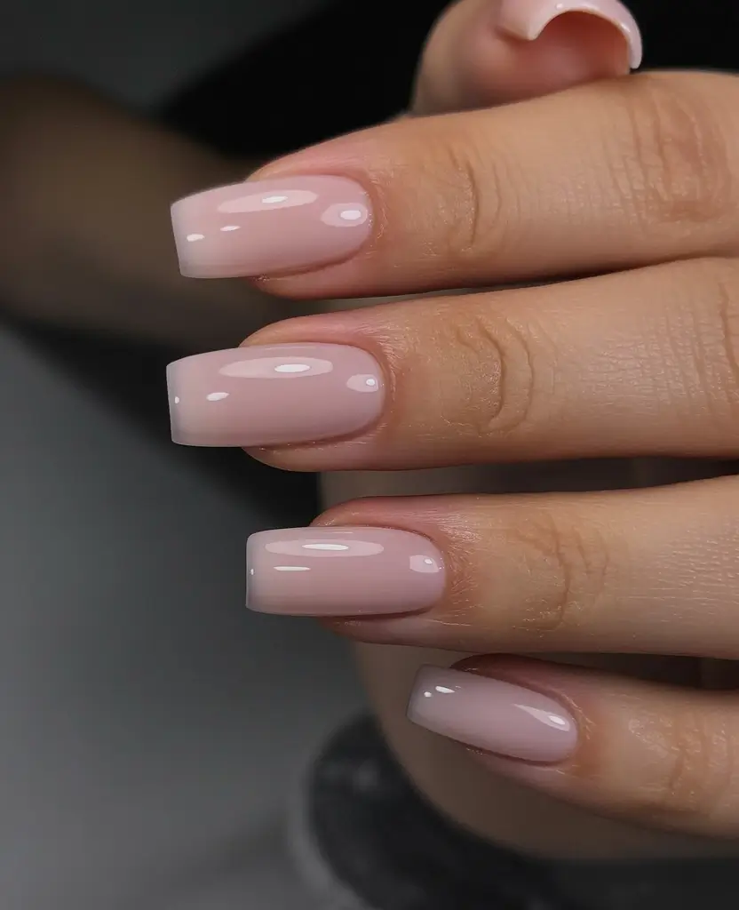 bold spring nails square 2026 Milky Nude Gloss for a Soft Spring Statement