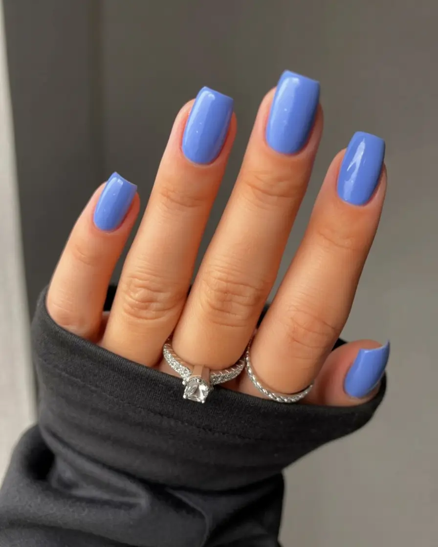 bold spring nails square 2026 Periwinkle Shine for a Modern Spring Twist