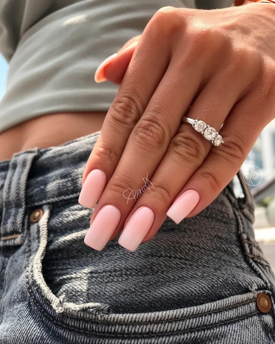 bold spring nails square 2026 Soft Petal Pink with a Spring Glow