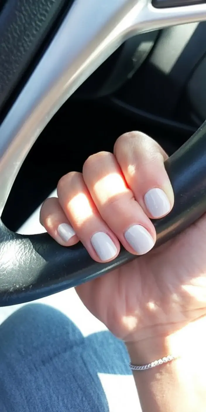 bold spring nails square 2026 Minimalist Pale Grey