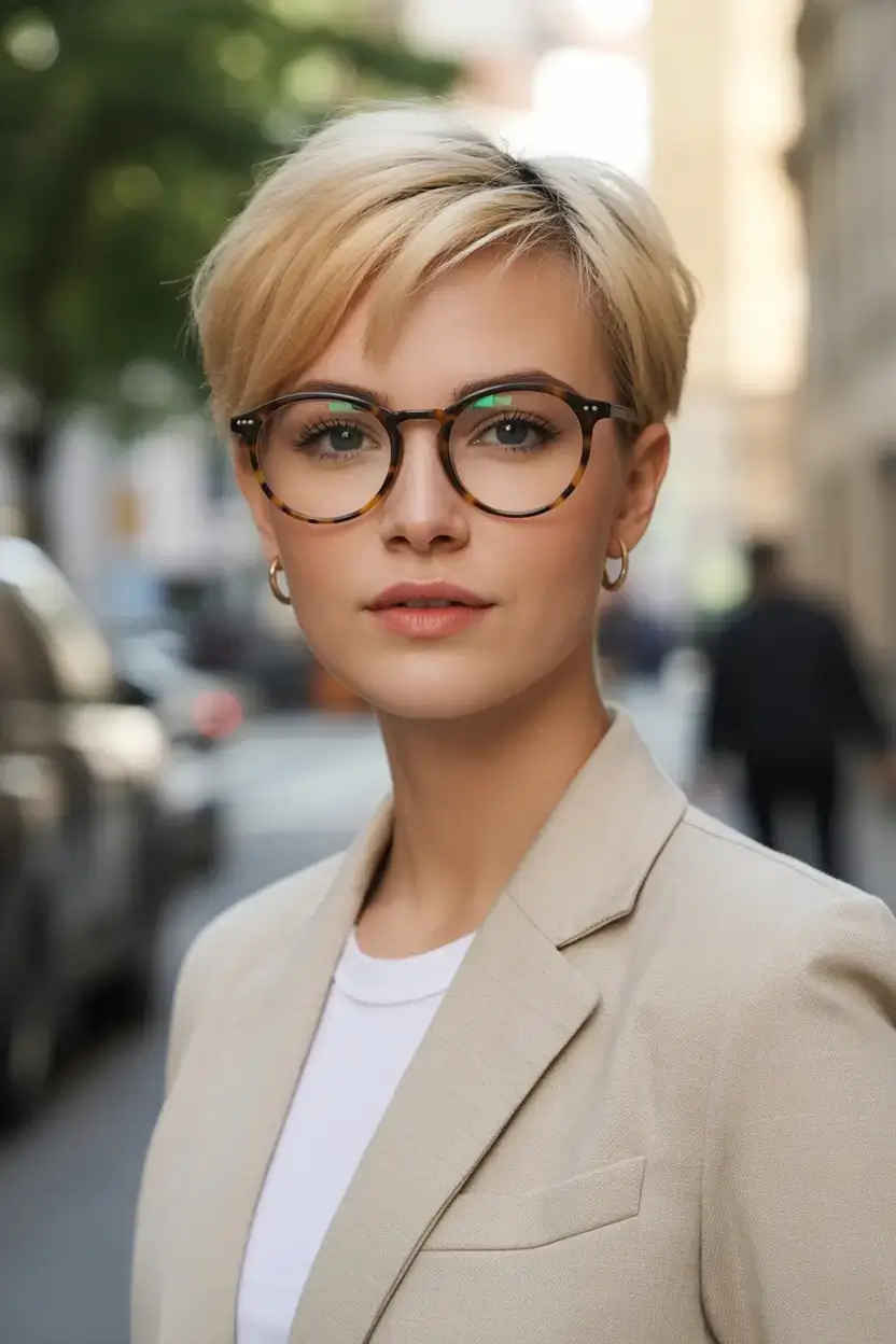 bold spring pixie haircuts 2026 Boardroom Blonde with Smart Structure