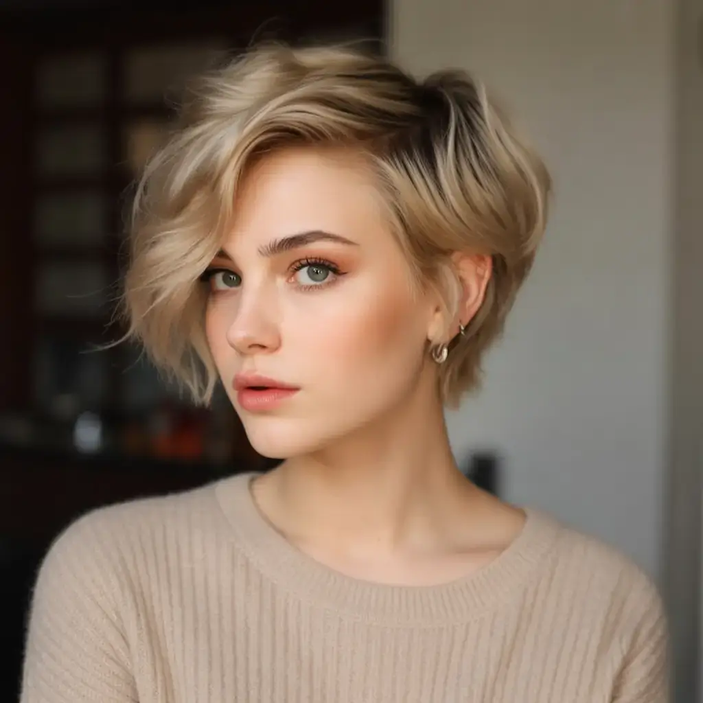bold spring pixie haircuts 2026 Classic Side-Swept Pixie with Soft Curls