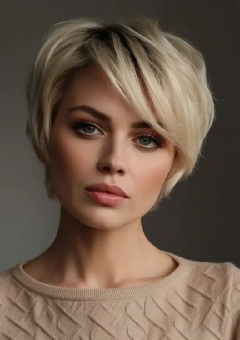 bold spring pixie haircuts 2026 Frosted Champagne Pixie with Silky Texture