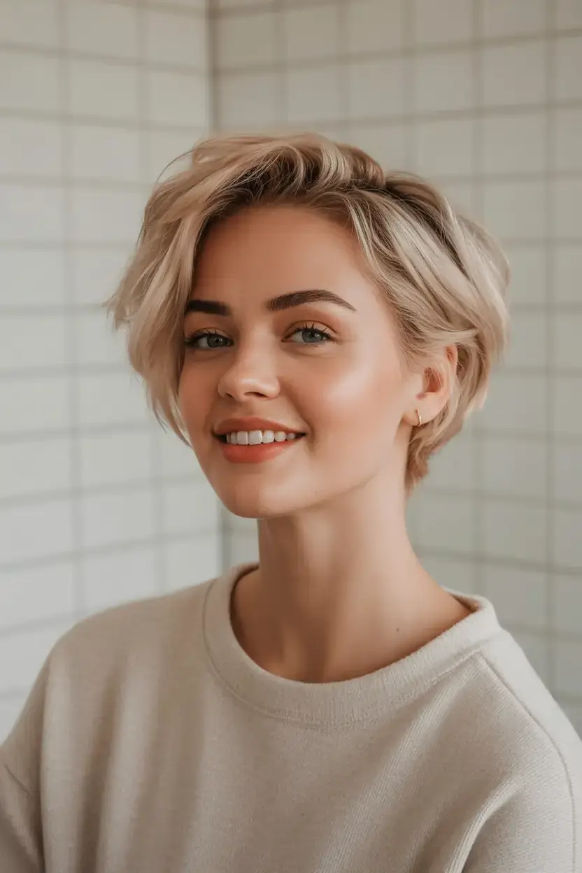 bold spring pixie haircuts 2026 Buttercream Blonde with Soft Side Volume
