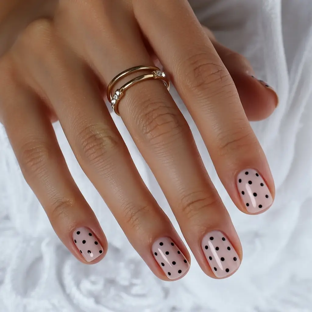 classy spring nails 2026 collection Minimal Chic with Polka Dots