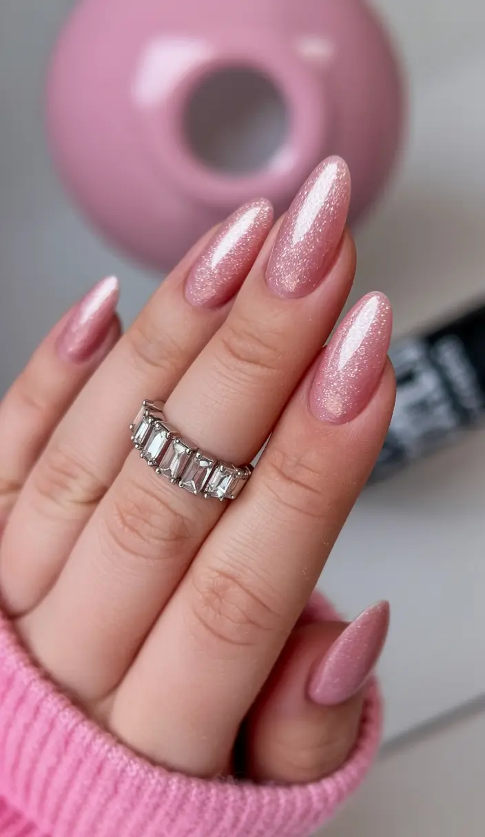 classy spring nails must have 2026 Rosé All Day Glitter