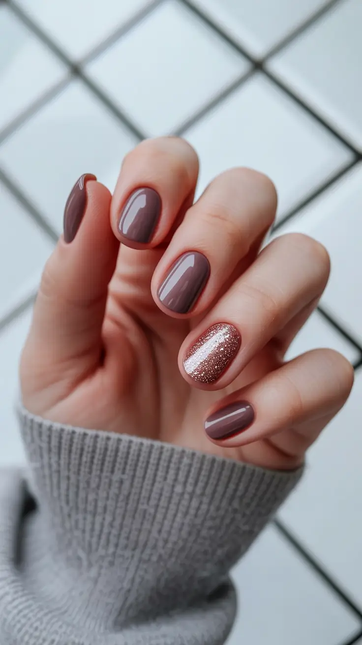 classy spring nails must have 2026 Mocha Rose with Champagne Sparkle