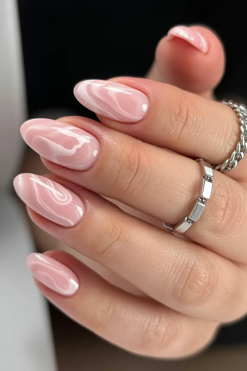 classy spring nails must have 2026 Glossed Petal Swirls