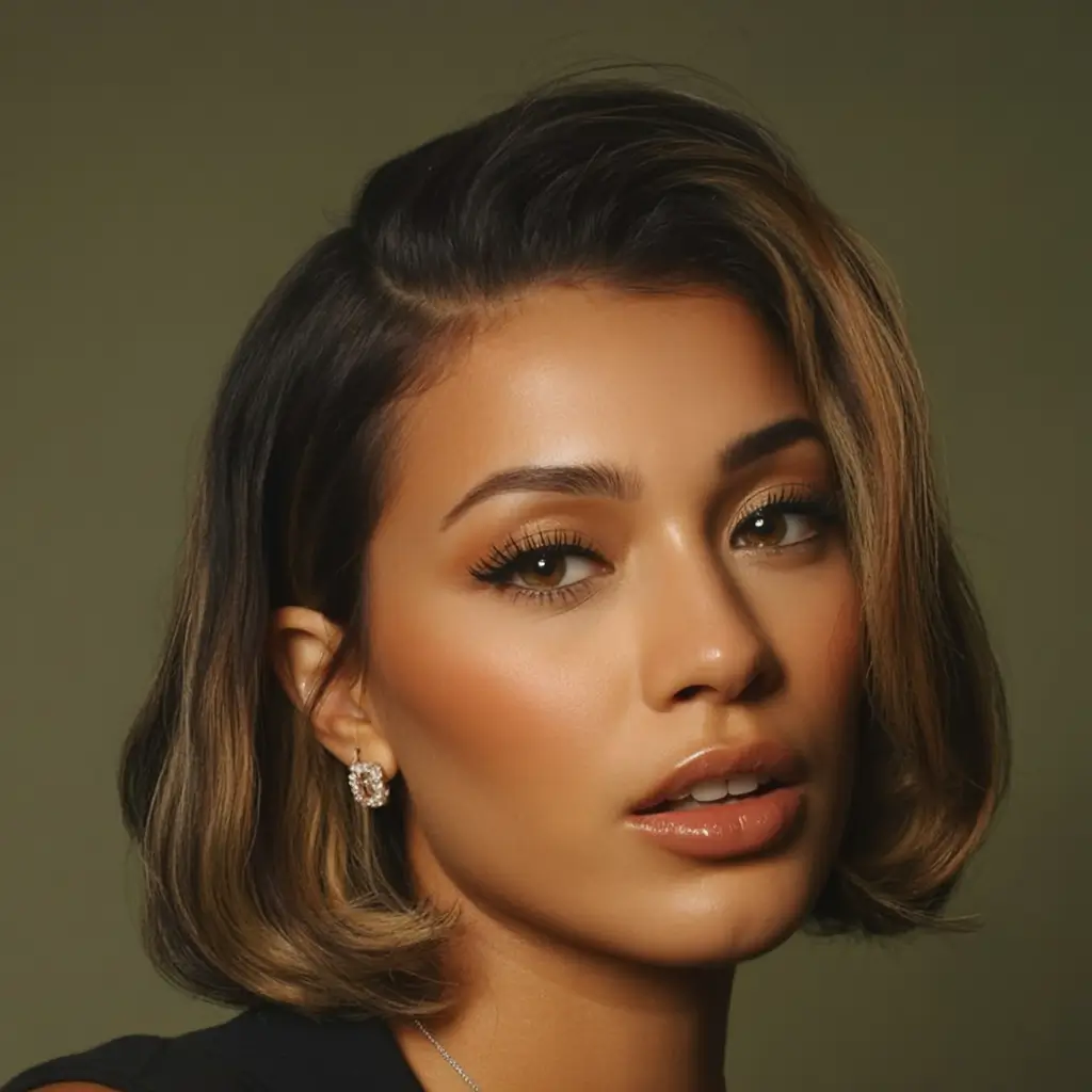 cool spring hair color for dark skin 2026+Smoky Root Melt with Sculpted Vintage Bob