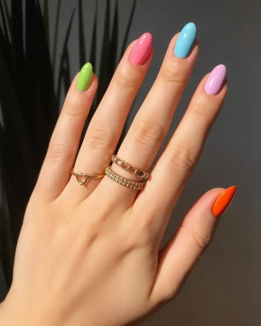 coolest fun spring nails 2026 Skittle Brights