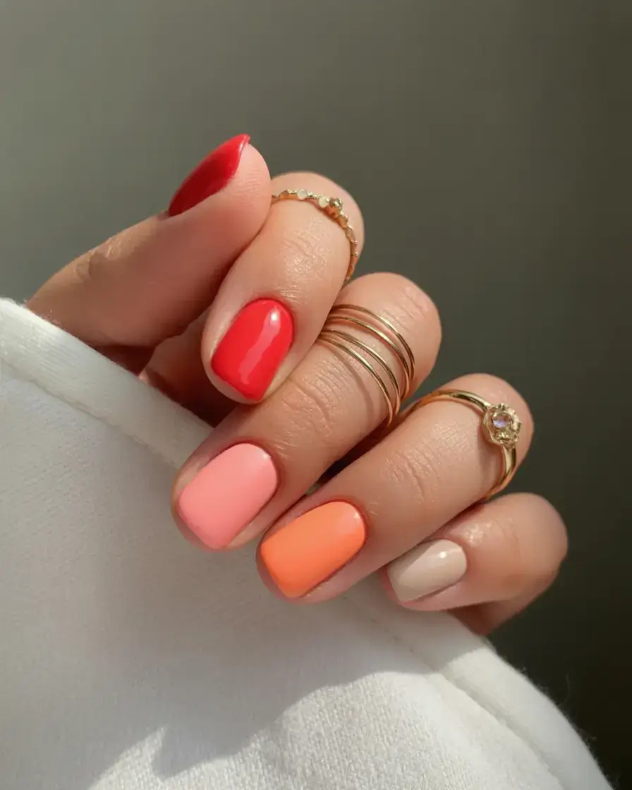 coolest fun spring nails 2026 Cherry Sunrise Gradient