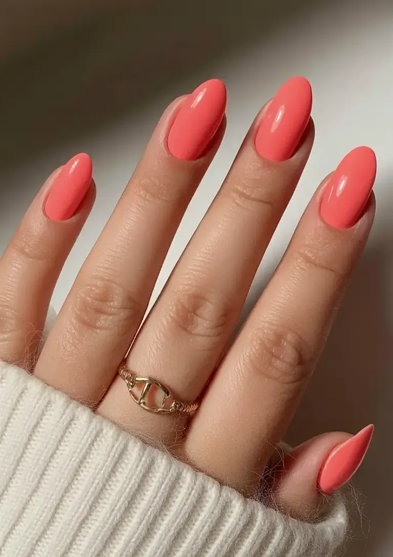 coolest fun spring nails 2026 Coral Crush Minimalist
