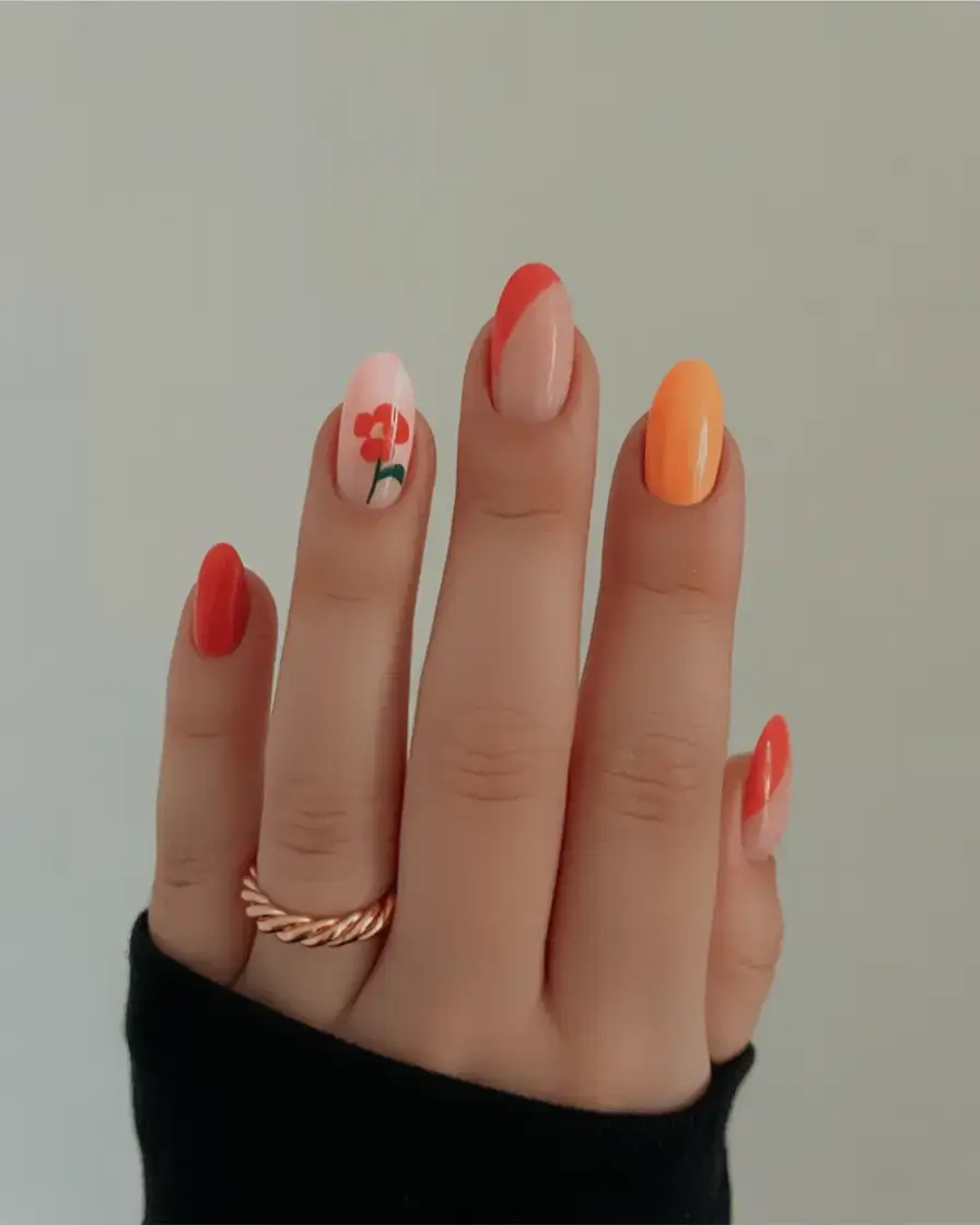 coolest fun spring nails 2026 Retro Flower Power Pop