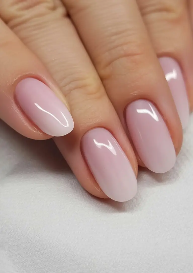 cozy spring wedding nails 2026 Glossy Lilac-Pink Soft Fade