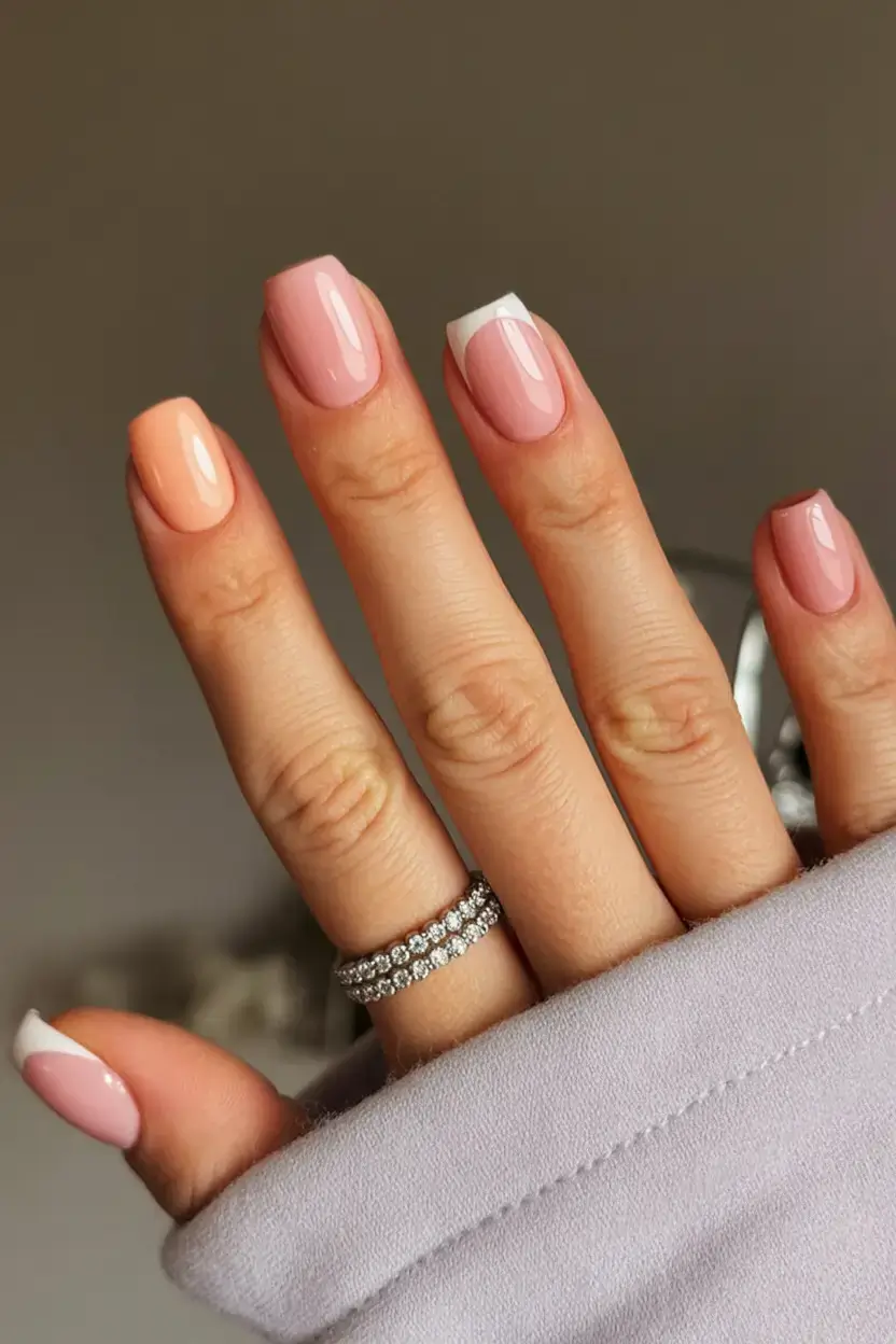 cute spring nails idea 2026+Peachy-French-Remix