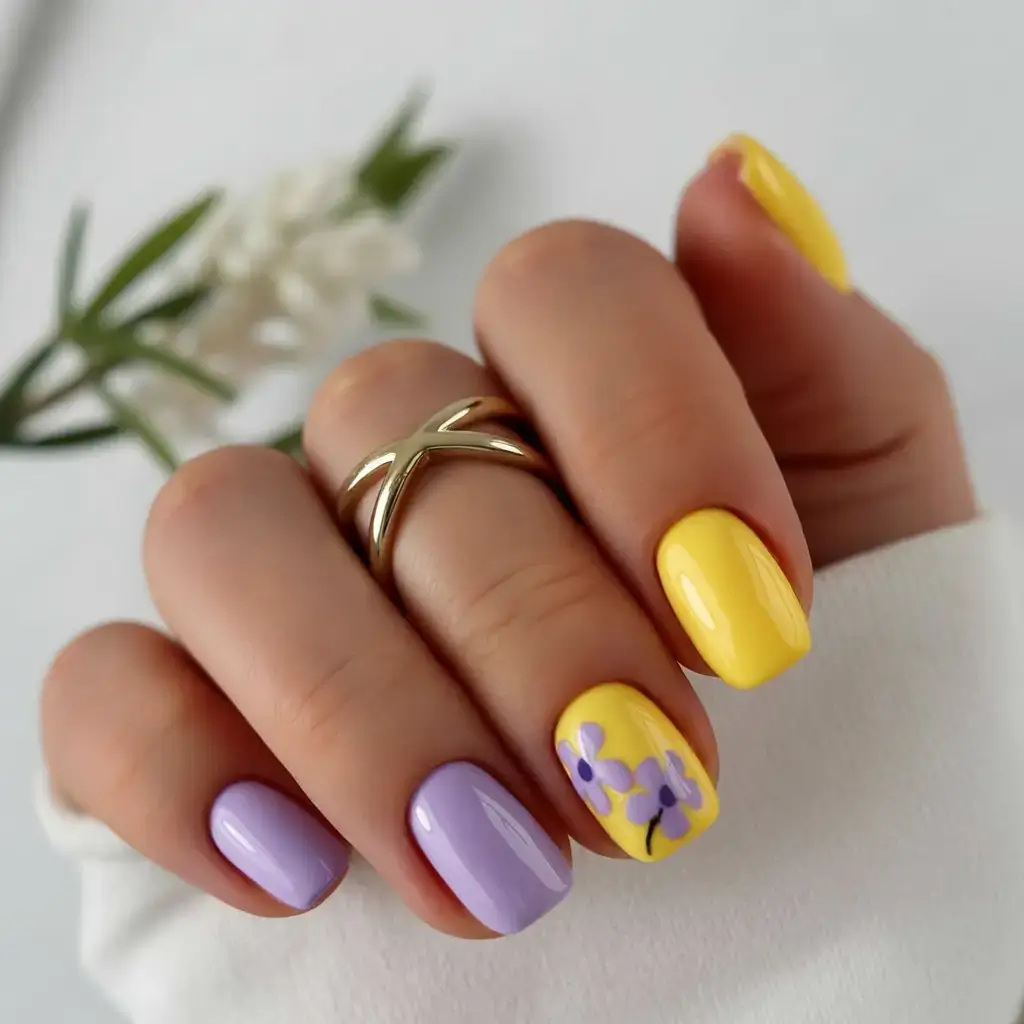 cute spring nails idea 2026+Lavender-&-Lemon-Vibes