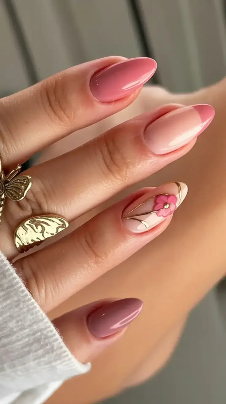 cute spring nails idea 2026+Rosy-Ombre-Bloom
