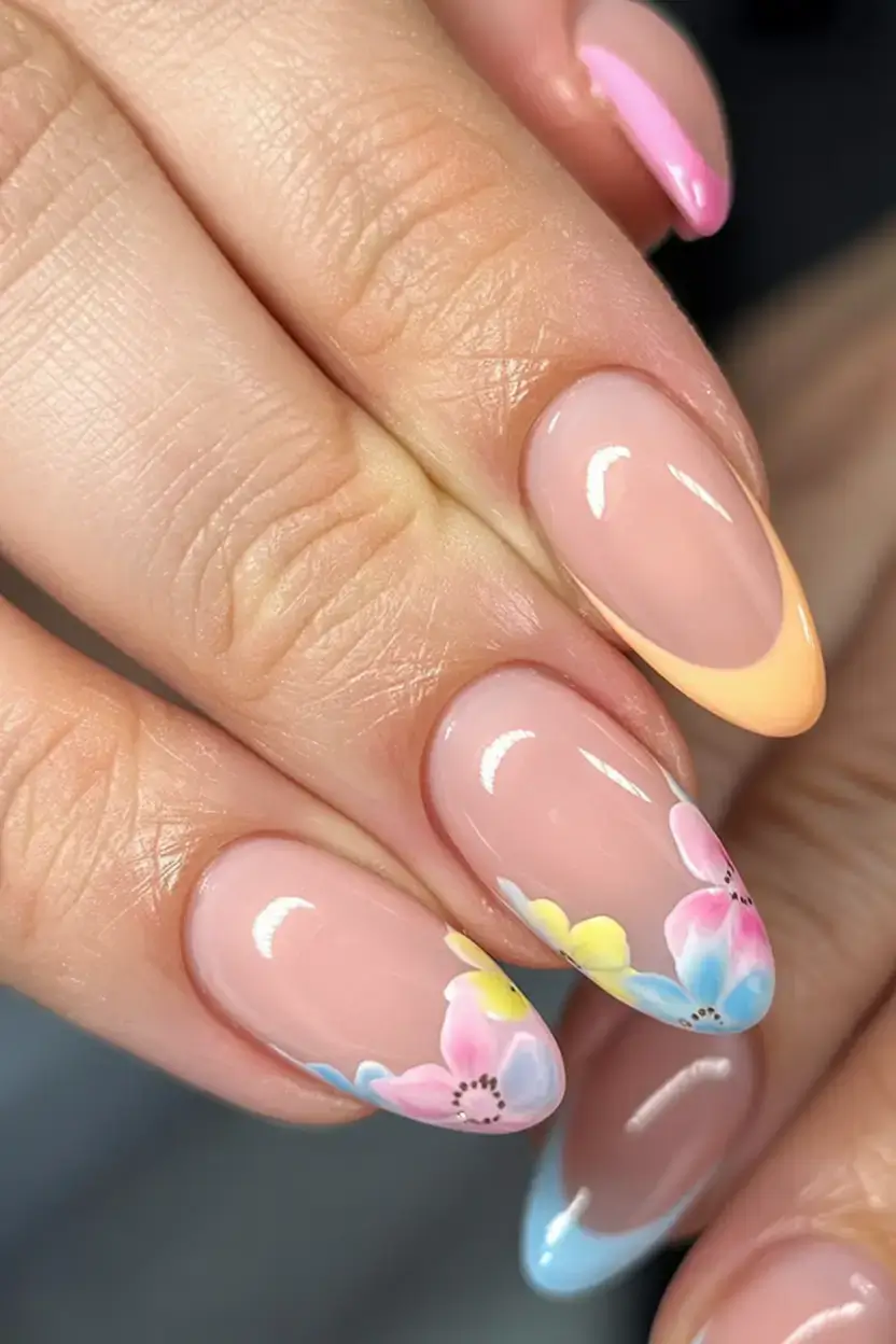 cute spring nails idea 2026+Pastel-Garden-French