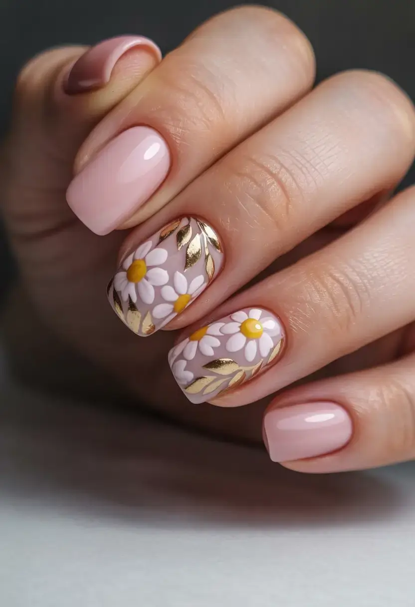cute spring nails idea 2026+Gilded-Daisy-Delight