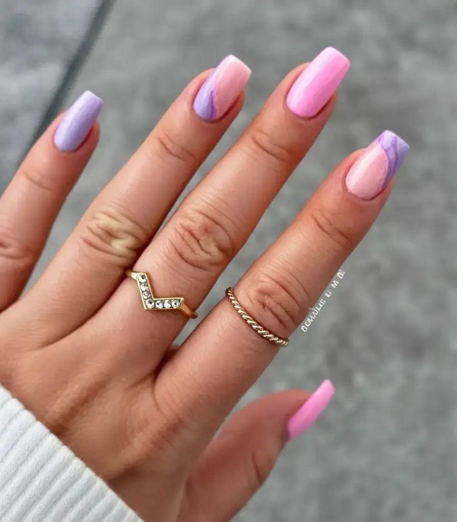 cute spring nails idea 2026+Lavender-Meets-Cotton-Candy