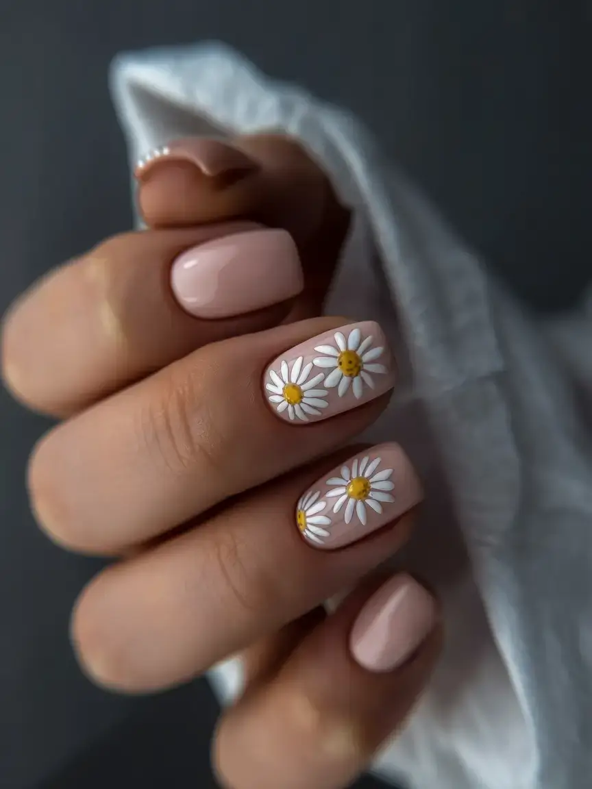 cute spring nails idea 2026+Daisy-Chain-Minimalism