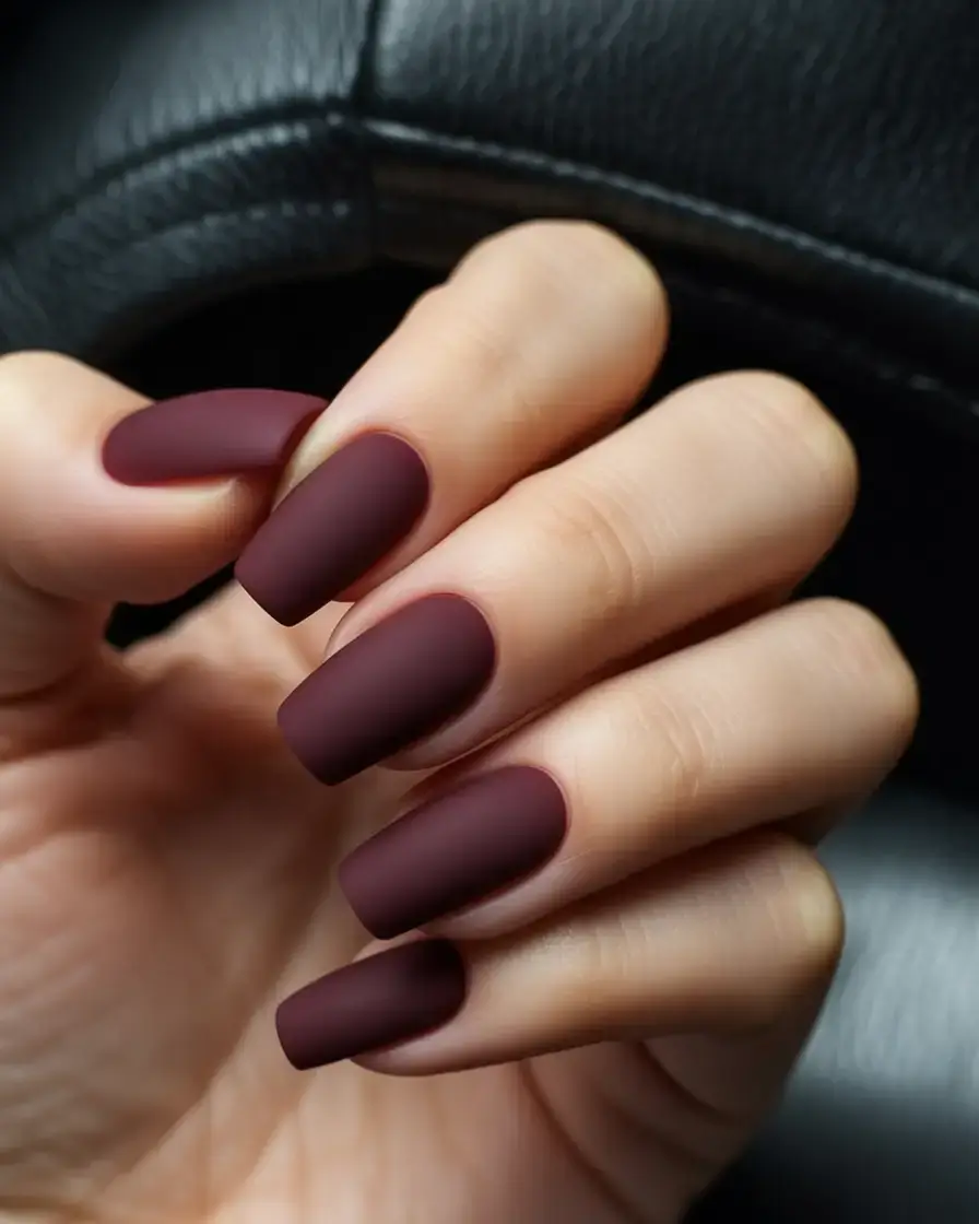 dark spring nail colors 2026 Matte Bordeaux Realness