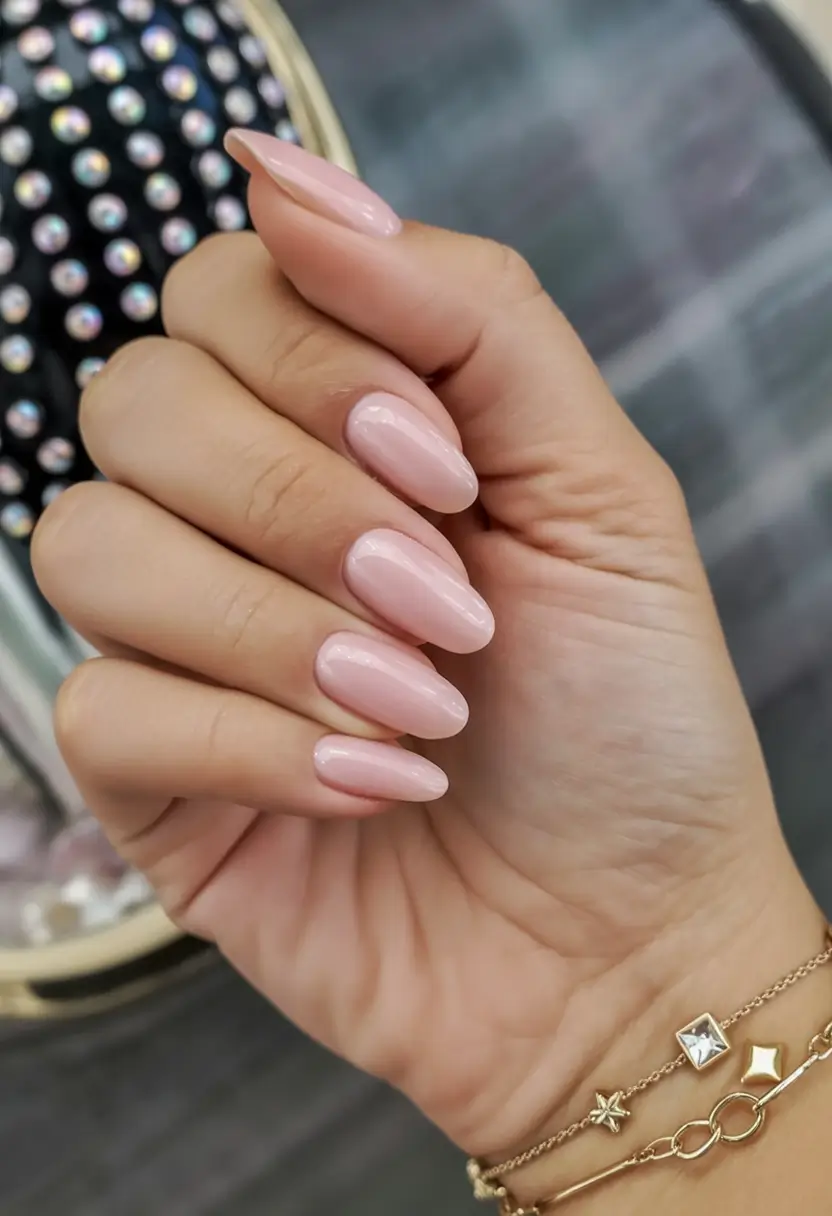 delicate spring nails pink 2026 Classic Blush Almond Silhouette