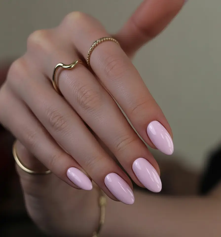 delicate spring nails pink 2026 Soft Porcelain Pink Almond