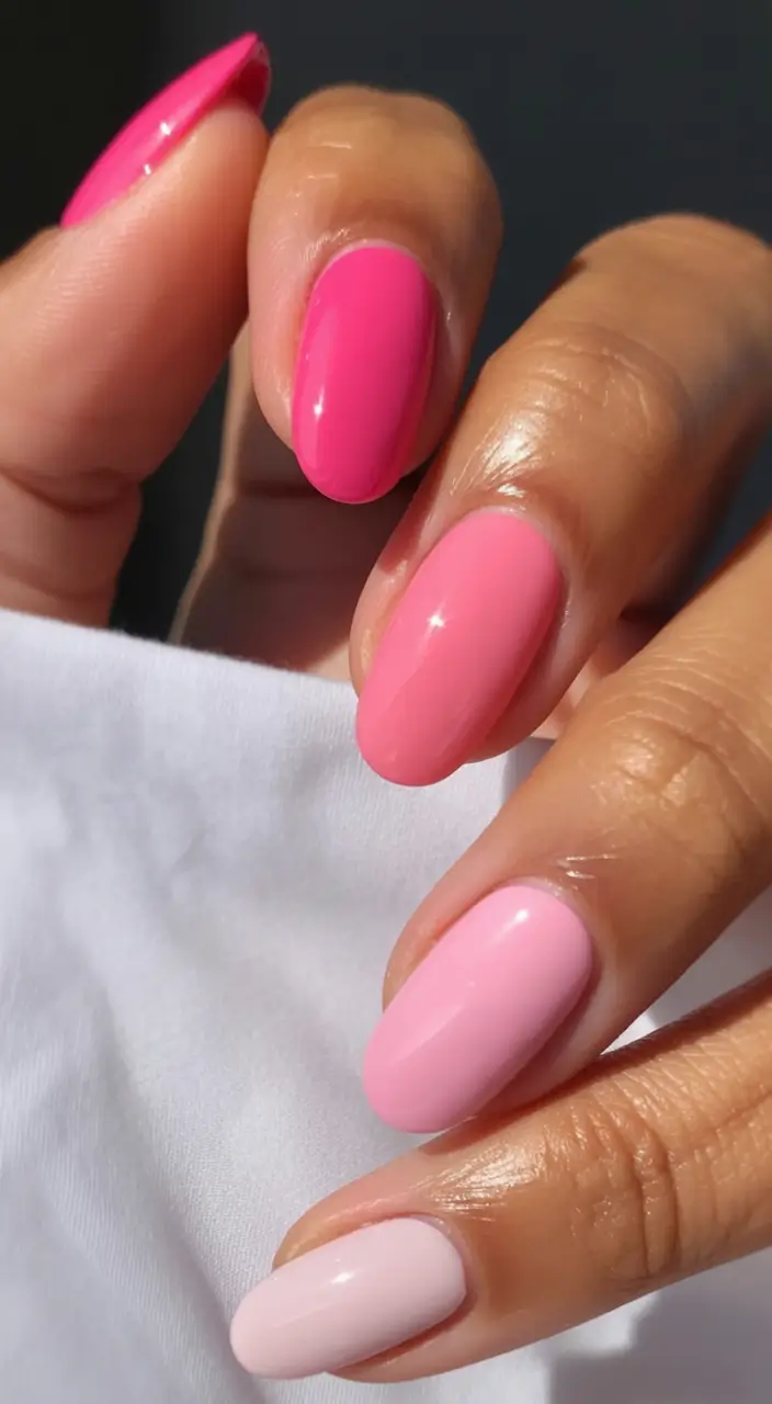 delicate spring nails pink 2026 Four-Shade Pink Gradient Set